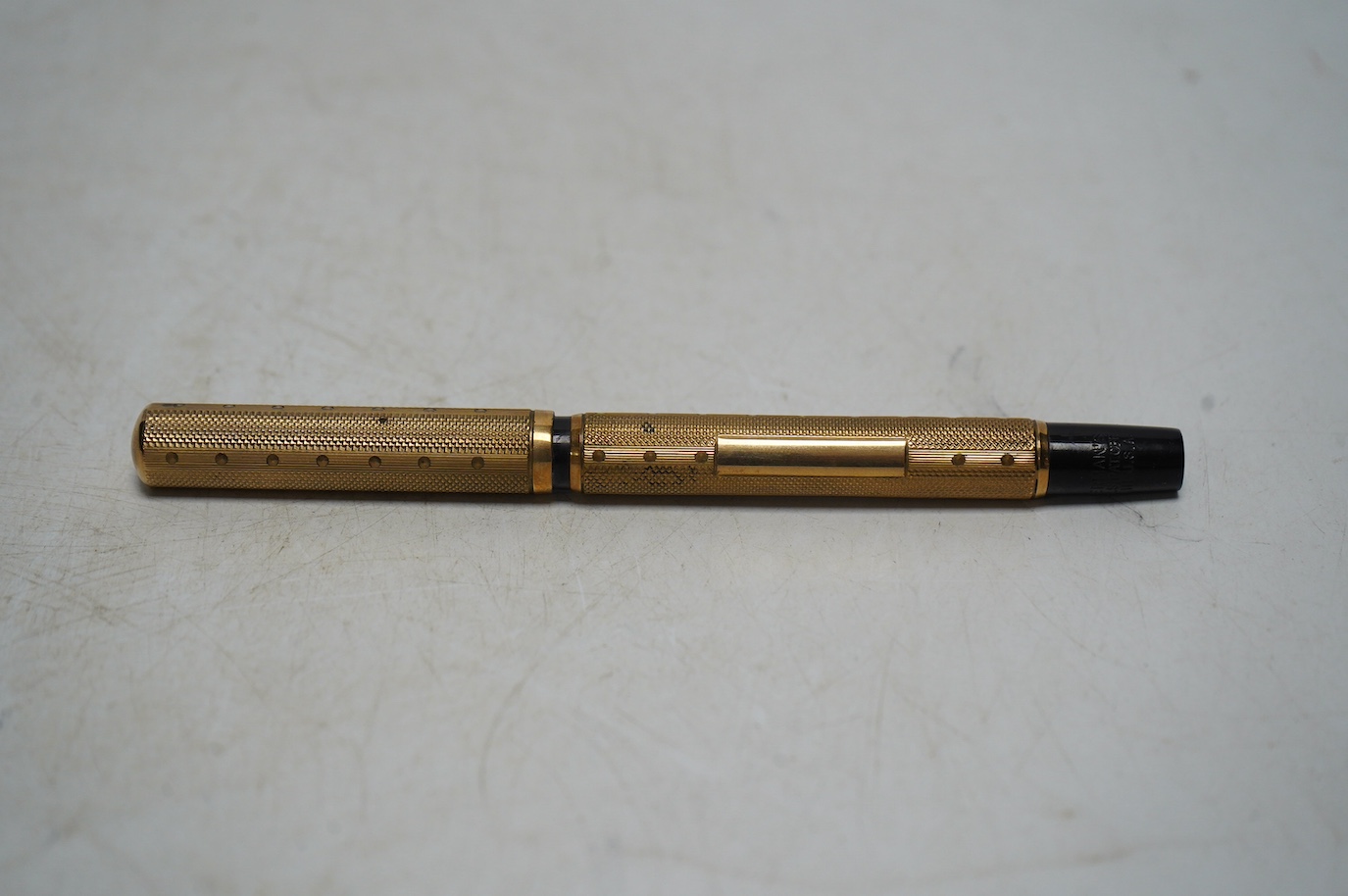 A Waterman's Ideal self-filling fountain pen with 9ct gold overlay, in original box with paperwork. Condition - good